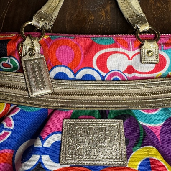 VTG Coach Poppy Vibrant MultiColored Graffiti Graphic Shoulder Bag - Picture 3 of 16